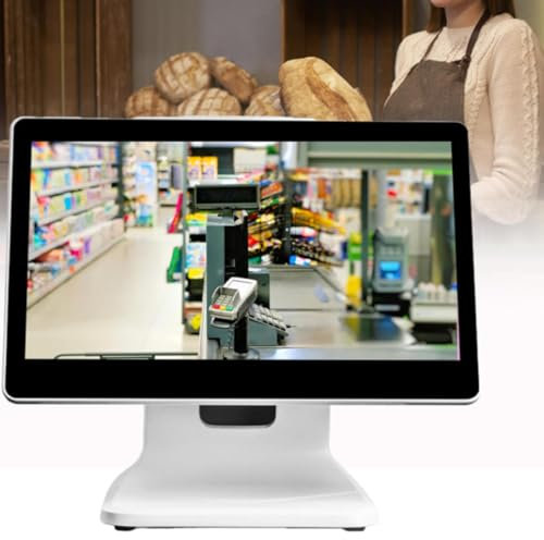 ZHPPED Registrierkasse für Kleinunternehmen, 15,6-Zoll-Touchscreen, All-in-One-Registrierkasse, Einstellbarer Winkel für Einzelhandel, Restaurant, Laden-POS für Kleinunternehmen
