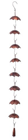 Laroal Rain Chains For Gutters 39 Inch Outdoor Long Rain Catcher Chain Effective Drainage 8 Umbrella Cups Rust Resistant Rain Chains For Outside Downspout Decor