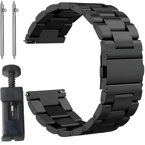 Cinturino per orologio 20mm,Cinturino per orologio Premium Metallo In Argento con collegamenti in acciaio inossidabile di alta qualità e cinturini per orologi da uomo di lunghezza regolabile Compatibi