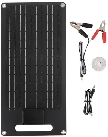 Mumusuki Panneau Solaire 50W 12V, Chargeur Solaire Monocristallin en Silicium ABS avec Double Cellule Solaire à Haute efficacité USB pour Téléphone Mobile, Toit, Camping en Plein Air et