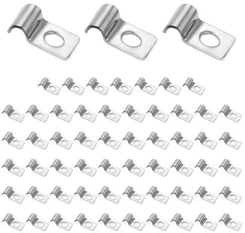 LERANXIN Collari per Tubi M6, 60 Pezzi Fermacavi Muro, Acciaio Inossidabile 304 Morsetto per Tubo Staffa a U, Foro Singolo a Forma di U Ferma Cavi da Muro, per Casa, Magazzino, Giardino