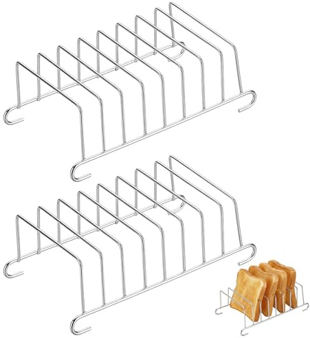 AevYxq Brötchenaufsatz Für Toaster, 2 Stück Toastständer Aus Edelstahl, 15.5 * 8.5 * 5.3 cm, Praktischer Toasthalter Für Heißluftfritteuse Und Küchenorganisation