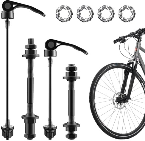 SANLIUBA Set a Sgancio Rapido per Bicicletta,8 Pezzi per Bicicletta con Perno Cavo a Sgancio Rapido per ASSE Ruota Anteriore, Perno Cavo Posteriore, Adatto per Assi da 20, 22, 24, 26 e 28 Pollici