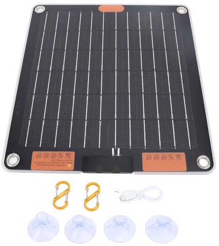 ANKROYU Panneau solaire double face 20 W, chargeur portable double USB C, banque d'énergie solaire ultra fine et légère pour camping en plein air, randonnée, voyage