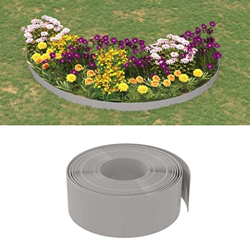 Bordure de pelouse en polyéthylène Gris 10 m 20 cm Pour bordures de pelouse, parterres de fleurs, chemins et bordures de cour
