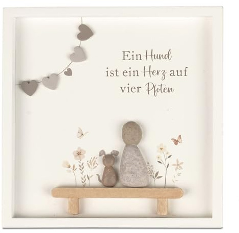 formano Deko Wandbild mit Spruch,Ein Hund ist ein Herz auf vier Pfoten' Holz - Liebevolle Wohn-Deko in Steinoptik - Hängedeko für Zuhause - ca. 20 x 20 cm