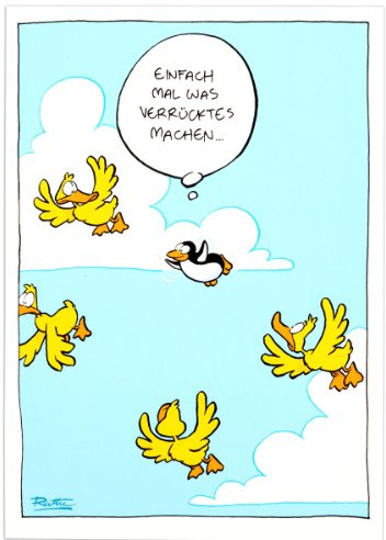 modern times Postkarte CARTOON - Motiv: WAS VERRÜCKTES, Anlass: Fun Cartoon/Satire, Künstler/Verlag: KÖPENICKER CG © RUTHE, Ralph, Größe: A6