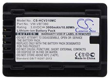 VINTRONS Replacement Battery For PANASONIC HC-V710, VW-VBT380, (3000mAh / 10.80Wh),