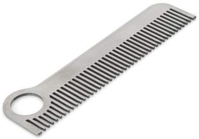 Yosoo EDC Pocket Tool Edelstahl matt Minimalist graviert Metall Haar Schnurrbart Kamm, 14 * 3.8 * 0.17cm