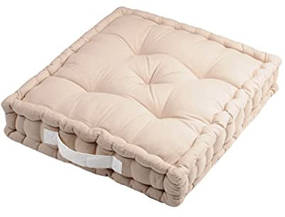 Stof Bodenkissen, Größe 45 x 45 cm, 100% Baumwolle, Farbe: Leinen, Modell Duo, ideale Dicke, bequem und elegant, angenehm zu berühren