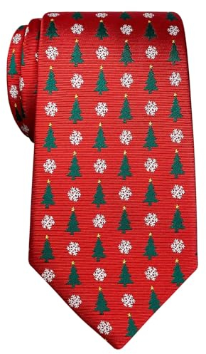 Retreez Herren Gewebte Weihnachten Krawatte Weihnachtsbaum 8 cm - rot,