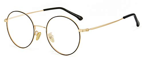 Cyxus Occhiali Luce Blu Donna Uomo Montature Leggero Metallo Moda Computer Occhiali Anti Mal di Testa Affaticamento Degli Occhi(Oro Nero)