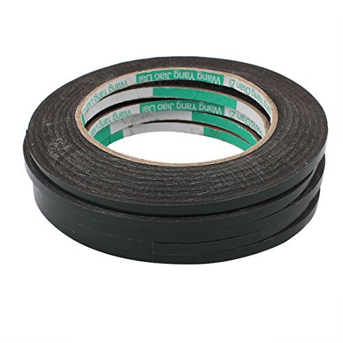 Aexit 5pcs Matériel de construction 5mm x 0.5mm noir auto-adhésif double-face ruban mousse éponge Toiture 10M Longueur