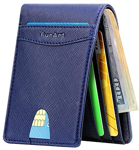 FurArt Portefeuille Homme, Minimaliste Porte Carte Crédit,Porte-Monnaie avec Blocage RFID avec Pince à Billets