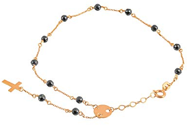 Goldarmband 585 14k Gold Gelbgold Rosenkranz Zirkonia Gravur