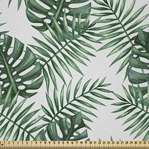 ABAKUHAUS Blatt Stoff als Meterware, Palm Mango Banana Tree, Microfaser Multi Zweck Dekostoff für Kunsthandwerke, 3M (230x300cm), Grün White