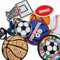 Aufnäher für Kinder, Motiv: Basketball/Tennis/Rugby/Fußball, zum Aufbügeln, 12 Stück