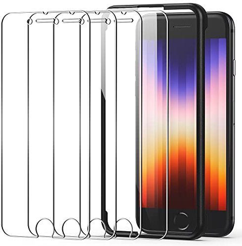 LK 4 Stück Panzer Schutz Glas für iPhone SE 2020, Kompetibel mit iPhone SE 2022/8/7/6S/6 Schutzfolie (4.7''), 9H Härte Folie Klar Schutzglas, Blasenfrei Panzerfolie mit Positionierhilfe