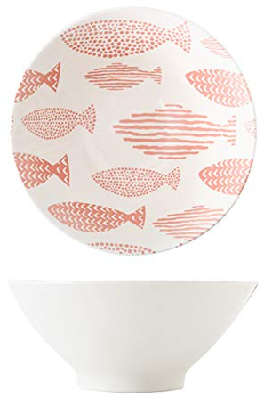 Lihuzmd Cereal Bowl,7-Inch Japanese Ramen Bowls Creative Embossed Glazed Ceramic Tableware Restaurant Salad Noodle Bowl Household Noodle Soup Bowl,Pink,18x7.6cm