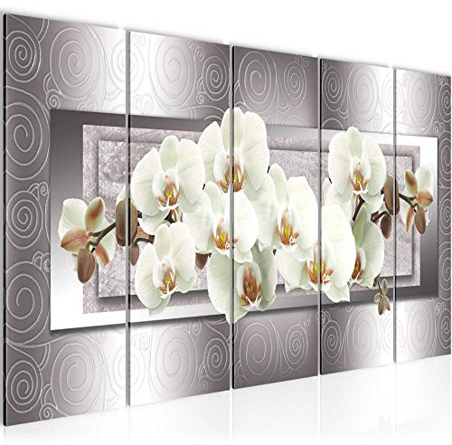 Runa Art Bild Blumen Orchidee Wandbilder auf Vlies Leinwand 5 Teilig Wanddekoration Wohnzimmer Schlafzimmer 205456b