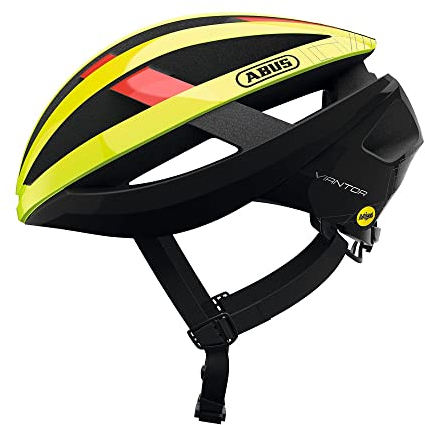 ABUS Rennradhelm Viantor MIPS - Sportlicher Fahrradhelm mit MIPS Aufprallschutz für Einsteiger - für Damen und Herren - Neon Gelb, Größe L