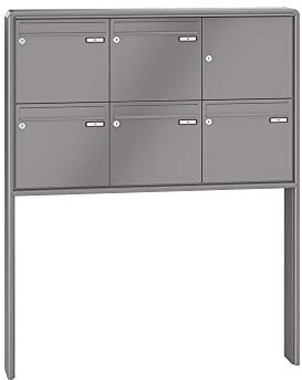 RENZ / RS2000 / 5er Freistehende Briefkastenanlage Standbriefkasten/RAL-Farbe 9007 Volumen 1/zum Einbetonieren/Dein-Briefkasten.de