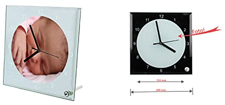 Personalisiertes Glas Foto Uhr, individuelle selbst gestalten Fotogeschenke mit Ihren eigenen Fotos und Texten auf Uhr