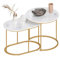DlandHome Couchtische 2er-Set Industrieller Couchtisch Stil Lackierter Couchtisch für Wohnzimmer, Sofa-Enden Beistelltisch mit vergoldetem Metallfuß, Marmorierung