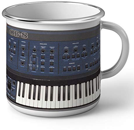 Tasse emailliert Metall Syntee Retro Oberheim OB8 Analog Synthetizer Vintage