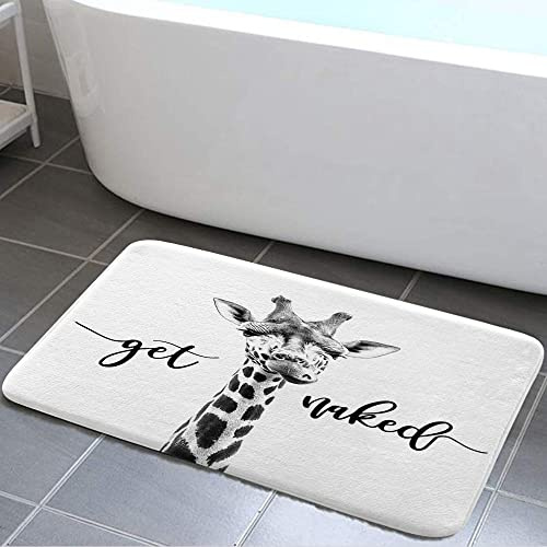 Bzhilja Funny Giraffe Get Naked Badteppich, niedliche Tierwelt, Safari, rutschfeste Badematten, Badteppich-Sets für Badezimmer, Schlafzimmer, Küche, Outdoor, Innenbereich, 43,2 x 73,2 cm