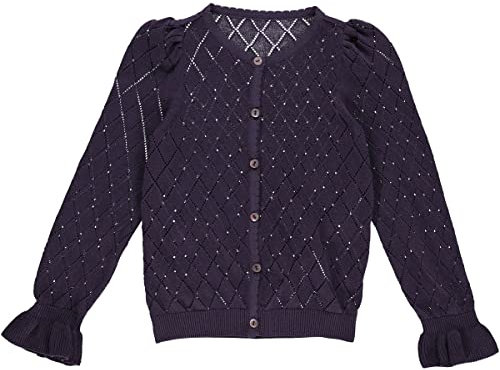 Müsli by Green Cotton Cardigan Knit Frill Sweater, Lilla Scuro, 128 cm Bambina