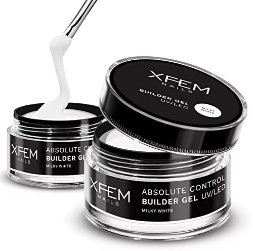 XFEM Aufbaugel zur Nagelverlängerung und Modellage UV/LED (15ml, Milky White)