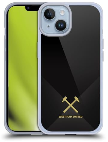Head Case Designs Officially Licensed West Ham United FC Black & Gold Hammer Marque Kit Gel Case [Military Grade Protection] Compatible with Apple iPhone 14 and Compatible with MagSafe