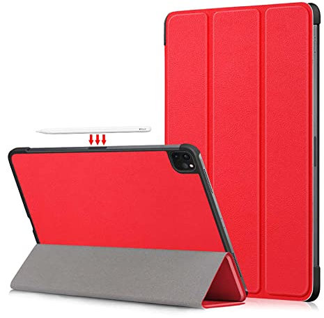 GMUJIAO Custodia Compatibile con Apple iPad PRO 11 (2022) 11inch,Custodia per Telefono in Pelle PU Ultrasottile con Funzione di Supporto con Tre Supporti Pieghevoli-Rosso