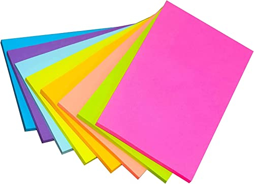 Farbige Haftnotizen, 400 Blatt Selbstklebende Klebezettel, Helle Haftnotizzettel Bunte Quadratische Sticky Notes für Büro Zuhause Schule Sitzung(8 Farben, 100 x 150mm)