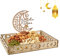 IWTBNOA Plateau en Bois Eid Mubarak, Ramadan Mubarak Plateaux, Plateau À Dessert Ramadan, Plateau à Dessert En Bois Eid Mubarak, Ramadan Vaisselle Étoile de Lune, Plateau en Bois Ramadan (Style A)