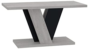ALTDECOR Couchtisch, Kaffeetisch, ideal als Sofatisch oder Wohnzimmertisch, solide Konstruktion aus Möbelplatte, 110x70x60 cm - Betonoptik K350 / Schwarz - INEY