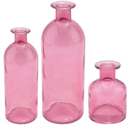 ZauberDeko Vase Pink Glas Blumenvase Dekovasen 3 Fach Sortiert