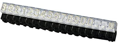 Boxonly 10 Stück digitale Preisschilder £ € $ Metall-Preisschild, Preisschilder, arabische Zahlen, Preisanzeige, 4 x 6 mm, transparente Basis, goldfarbenes Wort