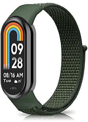 Niboow Cinturino per Xiaomi Smart Band 10/9 / 8, Uomini Donne Ricambio Regolabile Watch Band, Sport Nylon Traspirante Cinturino per Xiaomi Mi Band 10/9 / 8 - Verde
