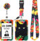 Giantree Porte-badge d'identification avec cordon – Porte-badge rétractable à motif floral et chat noir avec bobines – Cordon tour de cou amovible – Pour clés, bureau, école, hôpital