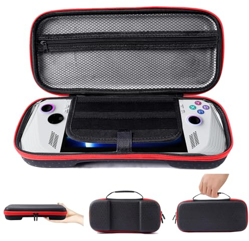 Miimall ASUS ROG Ally X 2024 Case, PU + EVA Hard Protective Travel Case, Anti-Scratch Shockproof Gaming Handheld Carrying Bag With Portable Handle, Black