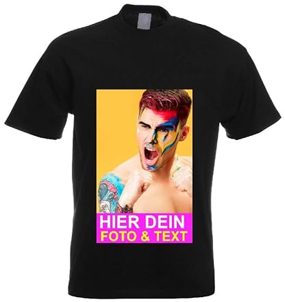 Kiwistar T-Shirt Herren schwarz - XL - Aufdruck individuell - mit Foto Bedruckt - Wunschtext - Druck personalisiert - Geschenk für Freizeit Sport - selber gestalten