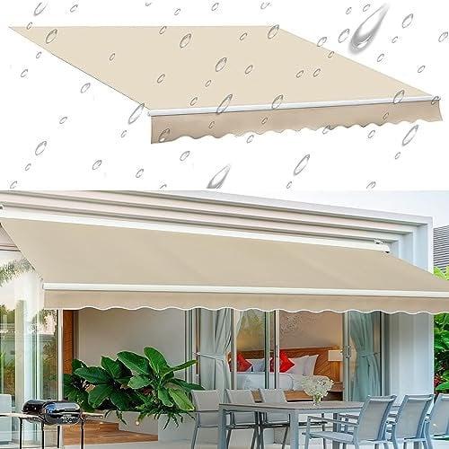 DAZULI Copertura di ricambio per tenda da giardino in tessuto retrattile, copertura superiore in tessuto di poliestere resistente all'acqua, per cortile, negozio
