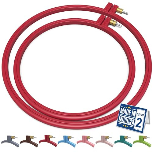 Maker Susan Plastic Embroidery Hoop, Hello Series Cross Stitch Hoops for Beginners, Punch Needle Hoop, Embroidery Frames for Sewing, Needlework, Embroidery Projects (Red, 2 Pcs Set)