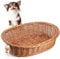 KADAX Hunde und Katzenliege aus Weide, Haustierbett in Naturfarbe, Hundebett, Katzenkorb, Liegestuhl für Tiere, Tierbett, Hundeschlafplatz. Ruhekorb (11x50x38cm)