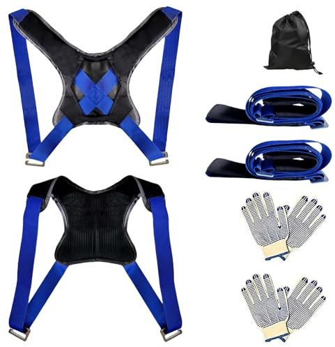 YELIKIT Carrying Straps Moving Kit Carry Strap for 2 People with Sponge Vest, Multifunctional Lifting Strap for Furniture & Appliances, Furniture Carry Straps, Furniture Transport, Blue