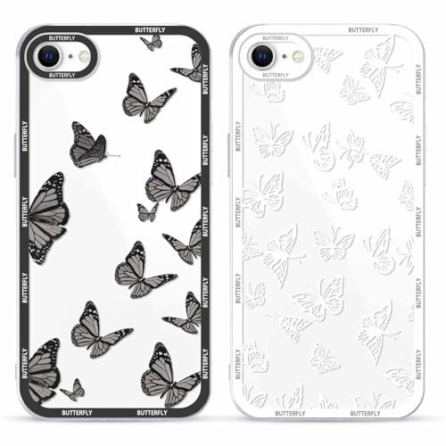 Yoedge 2 Pack Cute Transparent Print Suitable for iPhone XS Max 6.5 Inch Phone Case, Butterfly Aesthetic Pattern Shell Soft Silicone Shock-Absorbing Cover, Suitable for Women and Girls