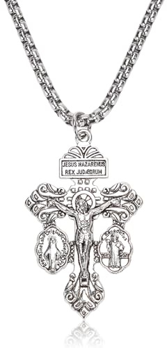Pardon Kruzifix Halskette mit St. Benedikt und Milagrosa Medaille, Cruz Del Perdon Catolica, Crucifijo Del Perdon, Rosarios Catolicos Regalos Cristianos Para Hombre y Mujer Mamá Papa Abuela Suegra Tía
