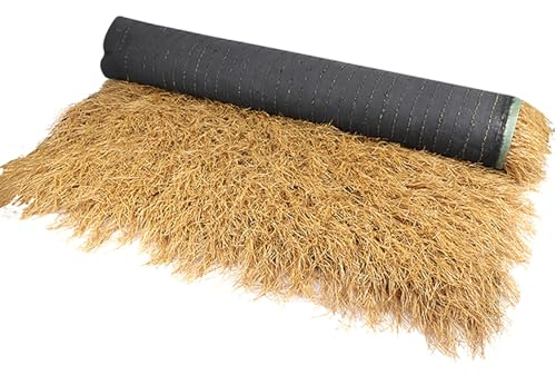Techo de paja artificial Rollos de paja de simulación de alfombra teja de paja sintética ignífuga paja de palma sintética hierba ciega para bar cubiertas sombrillas valla decoración